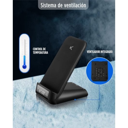 Ksix Cargador Inalámbrico QiCK 5/10/15 W Negro