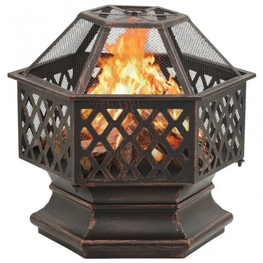 VidaXL Brasero Rústico con Atizador XXL 62x54x56cm Acero