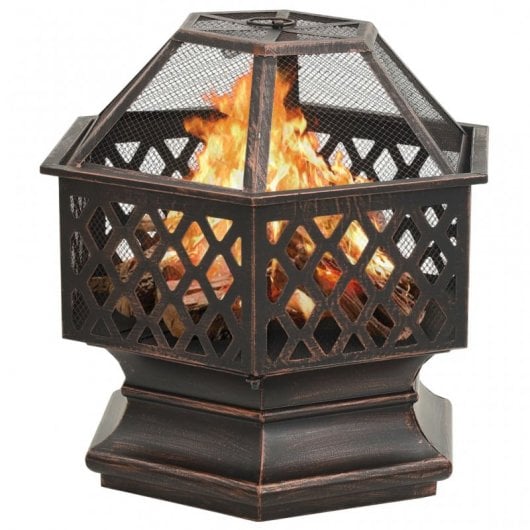 VidaXL Brasero Rústico con Atizador XXL 62x54x56cm Acero