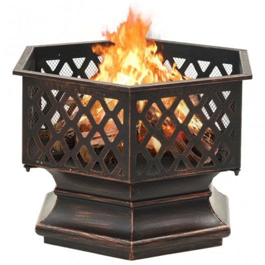 VidaXL Brasero Rústico con Atizador XXL 62x54x56cm Acero