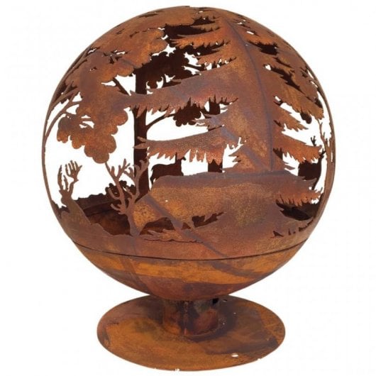 Esschert Design Brasero con Animales Corte Láser Metal Oxidado