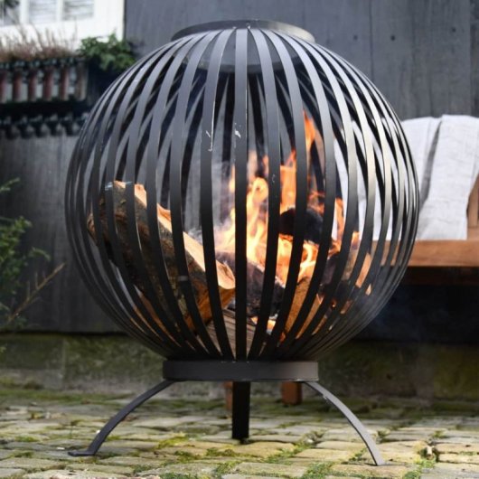 Esschert Design Brasero Esfera Enrejada de Acero al Carbono Negro
