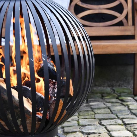 Esschert Design Brasero Esfera Enrejada de Acero al Carbono Negro