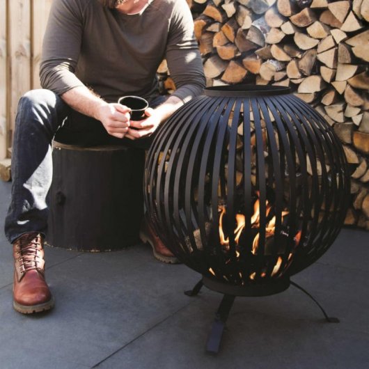 Esschert Design Brasero Esfera Enrejada de Acero al Carbono Negro