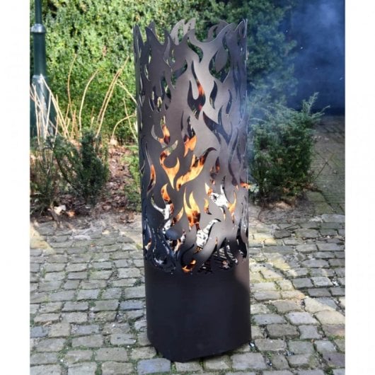Esschert Design Brasero Flames de Acero al Carbono Negro