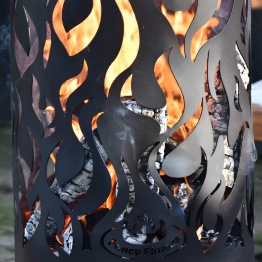 Esschert Design Brasero Flames de Acero al Carbono Negro
