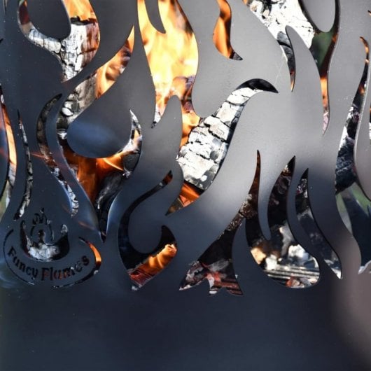 Esschert Design Brasero Flames de Acero al Carbono Negro