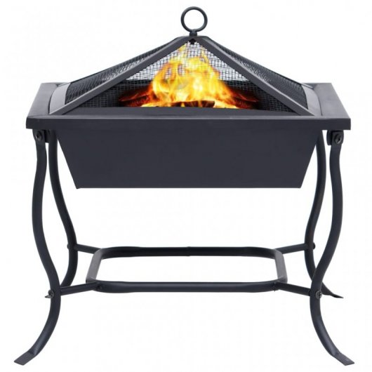 VidaXL Brasero 42x42x45cm Acero Negro