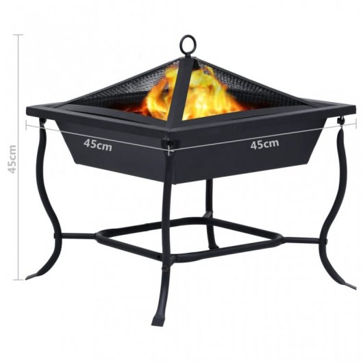 VidaXL Brasero 42x42x45cm Acero Negro