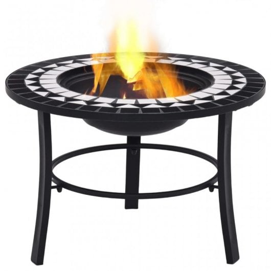 VidaXL Brasero con Mosaico de Cerámica 68cm Negro/Blanco