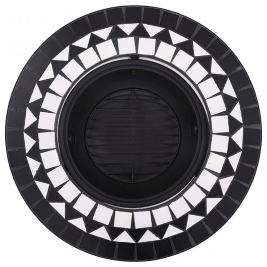 VidaXL Brasero con Mosaico de Cerámica 68cm Negro/Blanco