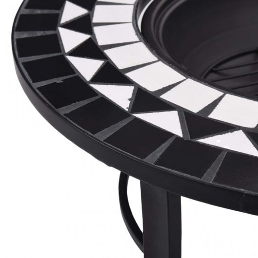 VidaXL Brasero con Mosaico de Cerámica 68cm Negro/Blanco