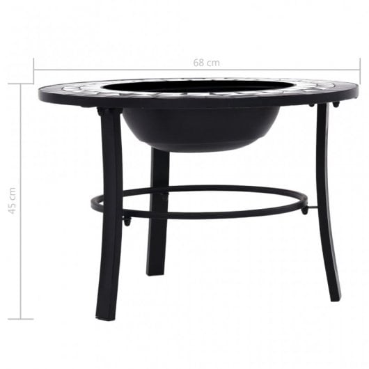 VidaXL Brasero con Mosaico de Cerámica 68cm Negro/Blanco