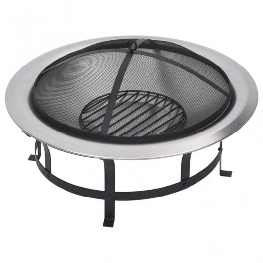 VidaXL Brasero de Exterior con Parrilla 76cm Acero Inoxidable