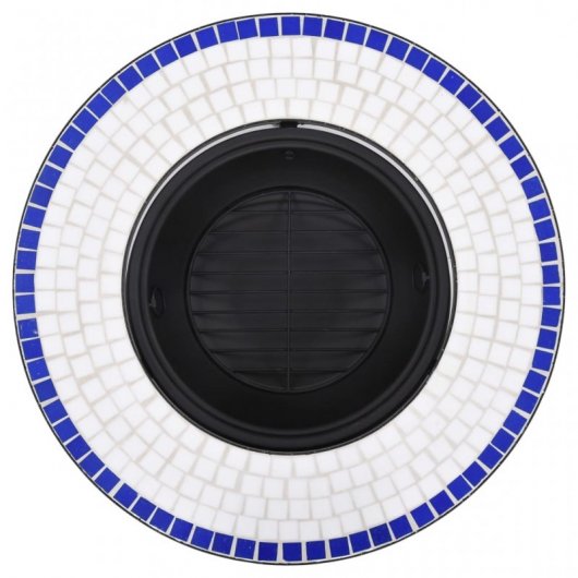VidaXL Brasero con Mosaico de Cerámica 68cm Azul/Blanco