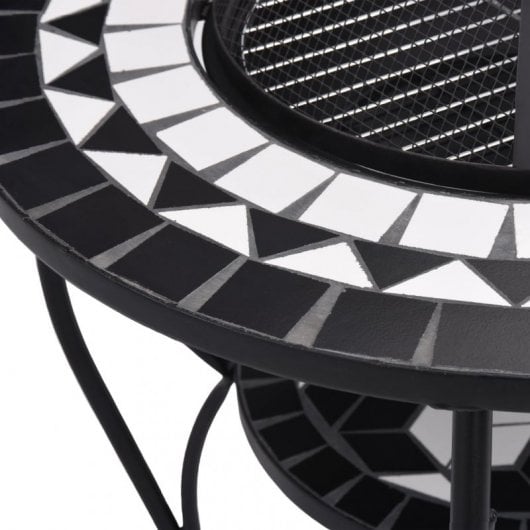 VidaXL Mesita de Mosaico Cerámica  con Brasero 68cm Negro/Blanco
