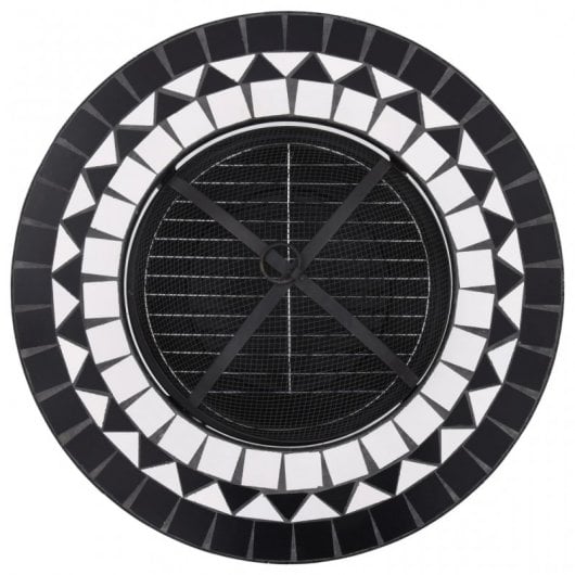 VidaXL Mesita de Mosaico Cerámica  con Brasero 68cm Negro/Blanco