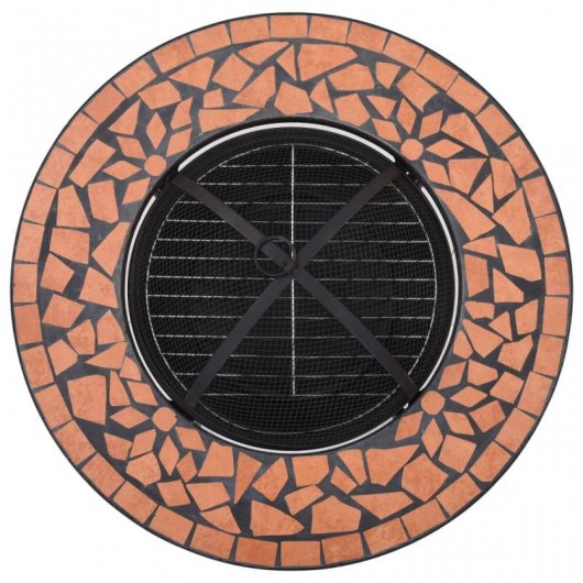 VidaXL Mesita de Mosaico Cerámica con Brasero 68cm Terracota