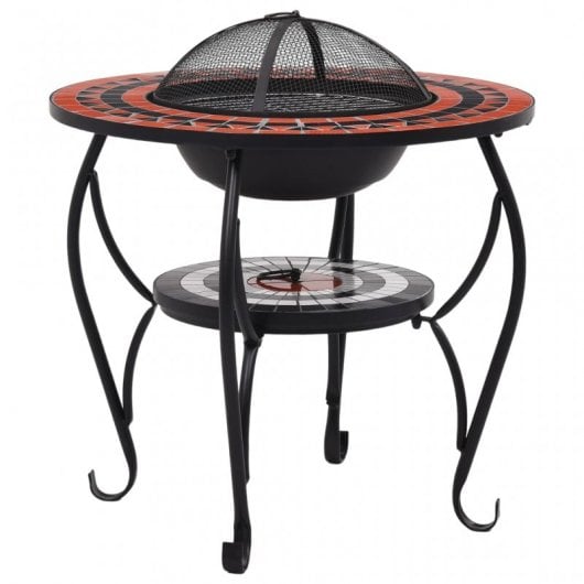 VidaXL Mesa com Braseiro de Mosaico Cerâmica Terracota e Branco 68 cm