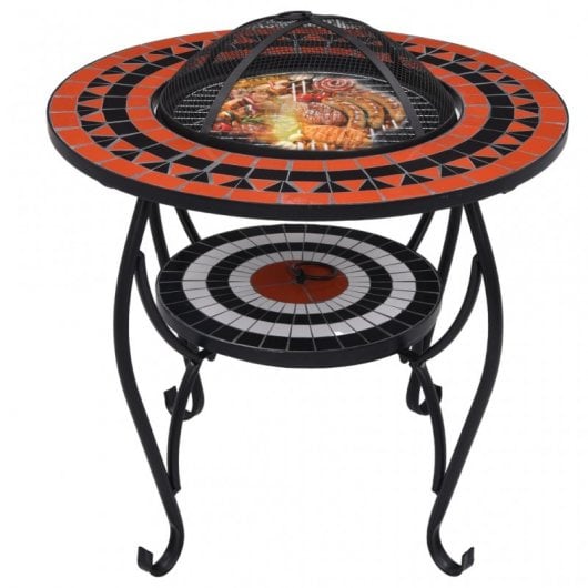 VidaXL Mesa com Braseiro de Mosaico Cerâmica Terracota e Branco 68 cm