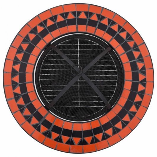 VidaXL Mesa com Braseiro de Mosaico Cerâmica Terracota e Branco 68 cm