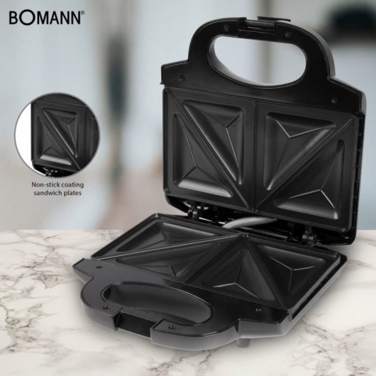 Bomann ST 1372 CB Sandwichera 750W Negro/Plata