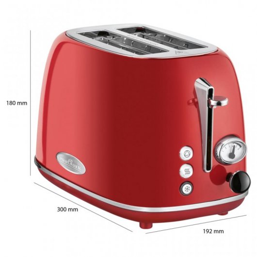 ProfiCook TA 1193 Retro Tostadora 2 Rebanadas 815W Roja