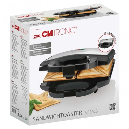 Macchina per sandwich Clatronic ST 3628 750 W Nero/Grigio