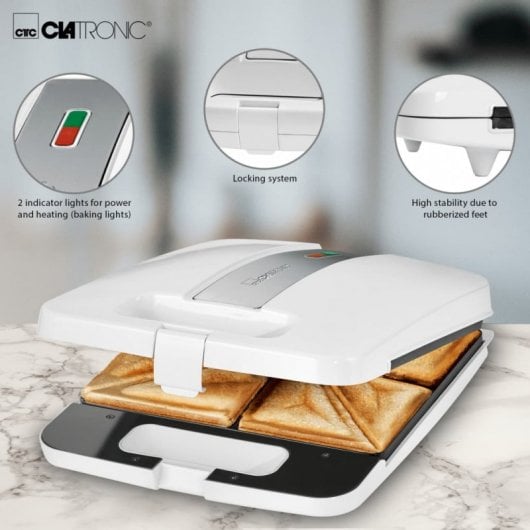 Clatronic ST 3629 Sandwichera 1200W Blanca