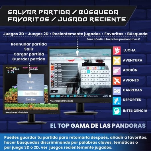 UnicView Pandora Box 8000 Wifi Arcade con 8000 Juegos Disponibles