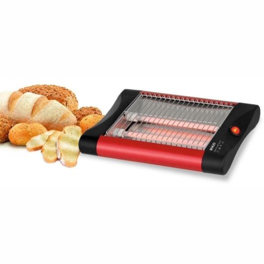 Tostapane piatto Sogo TOS-SS-5317 2 fette 300 W Scongelamento Riscaldamento Nero Rosso
