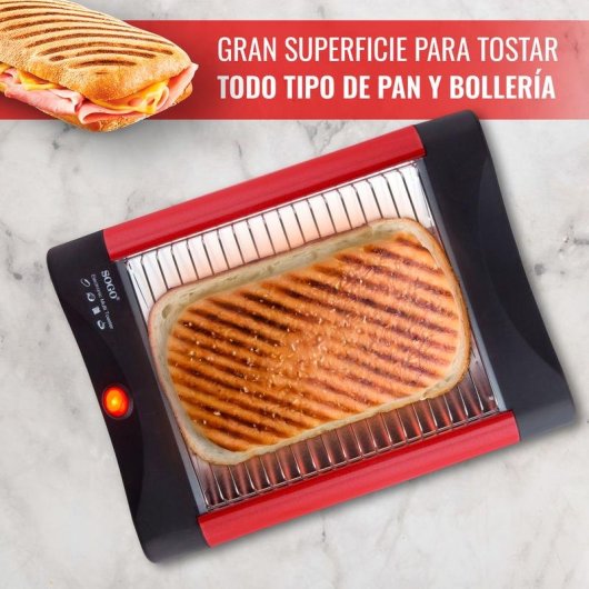 Tostapane piatto Sogo TOS-SS-5317 2 fette 300 W Scongelamento Riscaldamento Nero Rosso