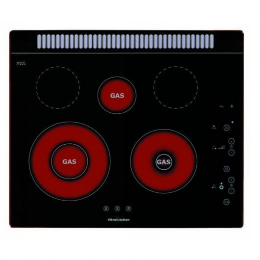 Vitrokitchen 301RGN Plaque de Cuisson Gaz/Électrique 5 Zones 60 cm Noir