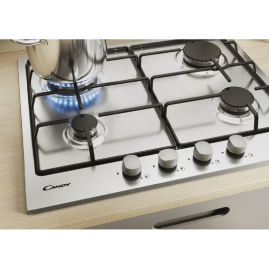 Candy CHW6BR4WX Gaskochfeld, 4 Kochzonen, 60 cm, Silber