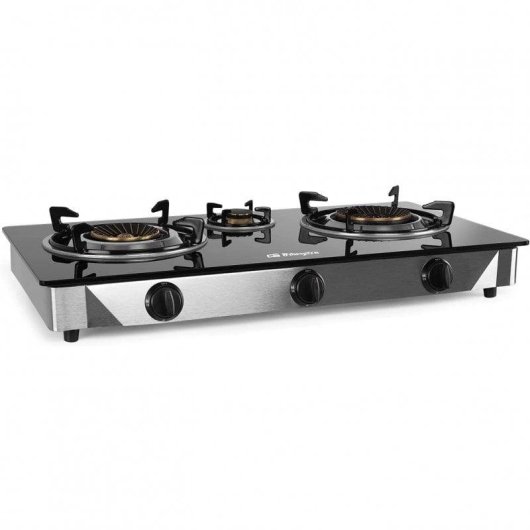 Hornillo de Gas Orbegozo FO 3520 3 Zonas Cristal Noir