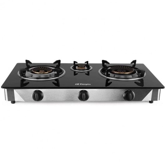 Hornillo de Gas Orbegozo FO 3520 3 Zonas Cristal Noir