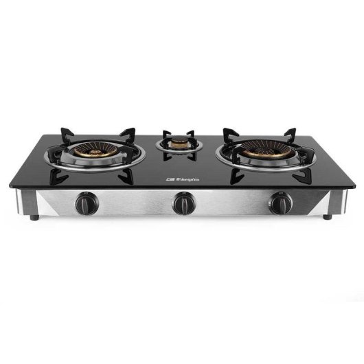 Hornillo de Gas Orbegozo FO 3520 3 Zonas Cristal Noir