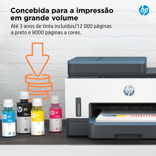 HP Smart Tank 7306 Impressora Multifunções a Cores Duplex WiFi + 3 anos de tinta incluídos
