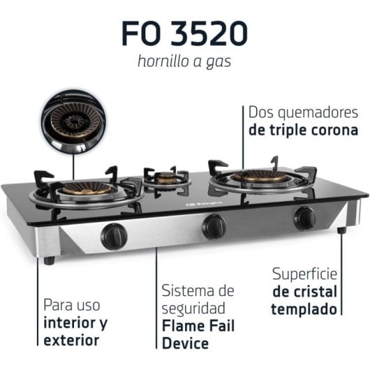 Fornello a gas Orbegozo FO 2720 2 zone Nero