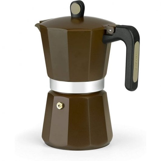 Monix New Cream Aluminium Cafetière Italienne 9 Tasses Marron