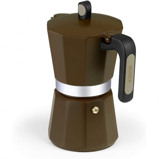 Monix New Cream Aluminium Cafetière Italienne 9 Tasses Marron