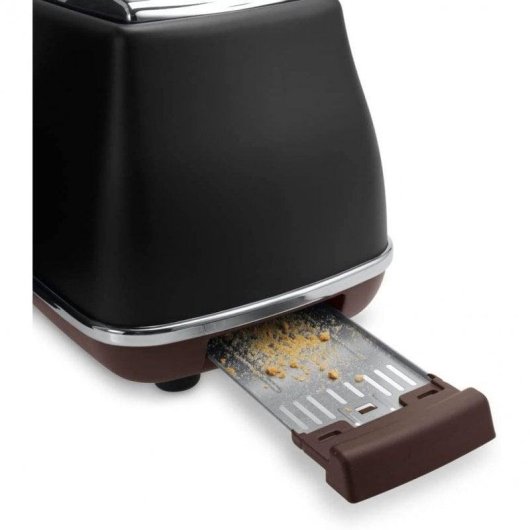 Grille-pain vintage DeLonghi CTOV 2103 2 fentes 900 W 6 niveaux Réchauffage Décongélation Noir