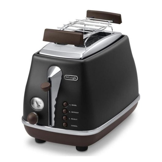 Grille-pain vintage DeLonghi CTOV 2103 2 fentes 900 W 6 niveaux Réchauffage Décongélation Noir