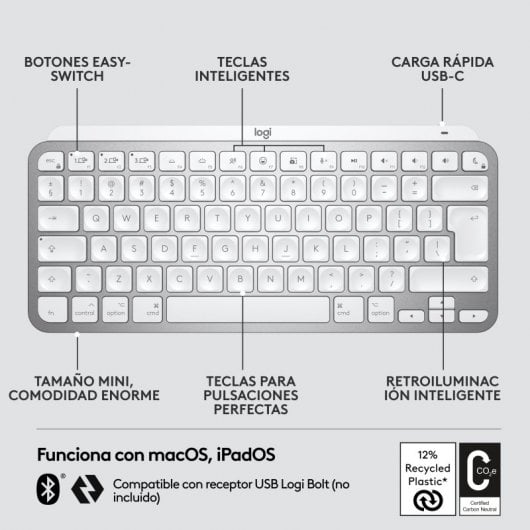 Logitech MX Keys Mini Teclado Bluetooth para Mac