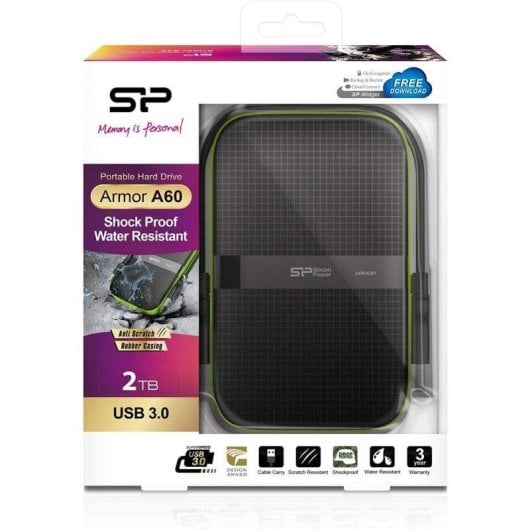 Disco Duro Silicon Power Armor A60 2TB HDD USB 3.2 Gen 1 Antishock IPX4