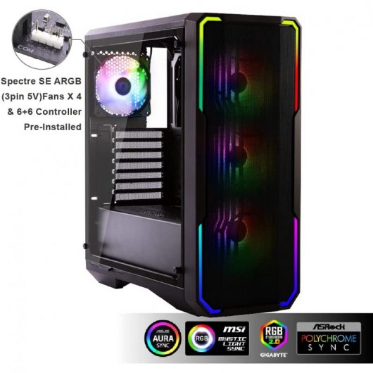BitFenix ENSO Mesh ARGB Vetro temperato USB 3.0 Nero