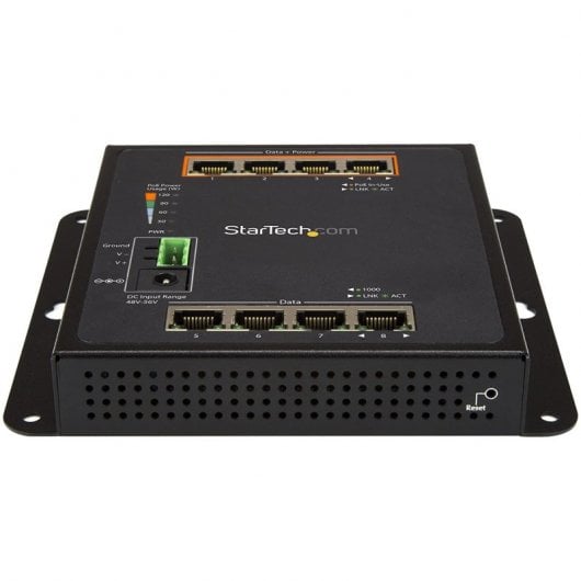 StarTech.com Switch industriale a 8 porte Gigabit PoE - 4 x PoE+ 30W - Power Over Ethernet - Switch gestito GbE Layer/L2 in metallo temprato - Commutatore di rete Gigabit ad alta potenza IP-30/ -40C a +75C