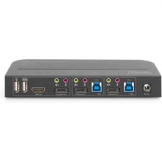 Digitus DS-12850 KVM Switch 2 Puertos HDMI Dual Screen 4K UHD USB Audio Ports Negro