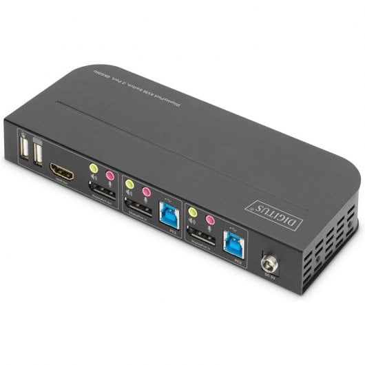 Digitus DS-12850 KVM Switch 2 Puertos HDMI Dual Screen 4K UHD USB Audio Ports Negro