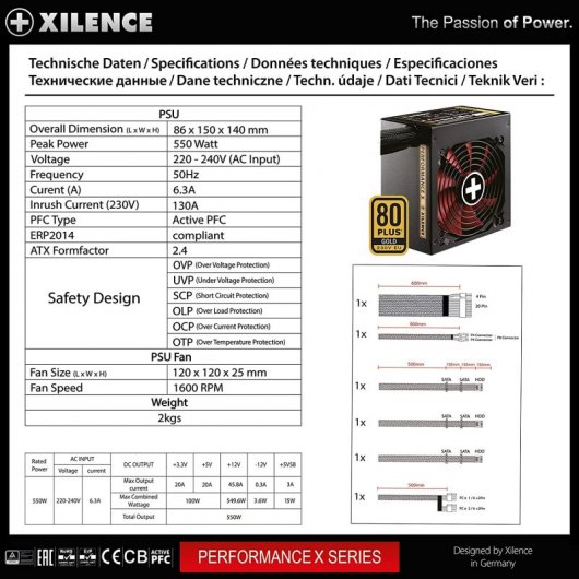 Xilence XN071 Performance X 550W 80 Plus Oro